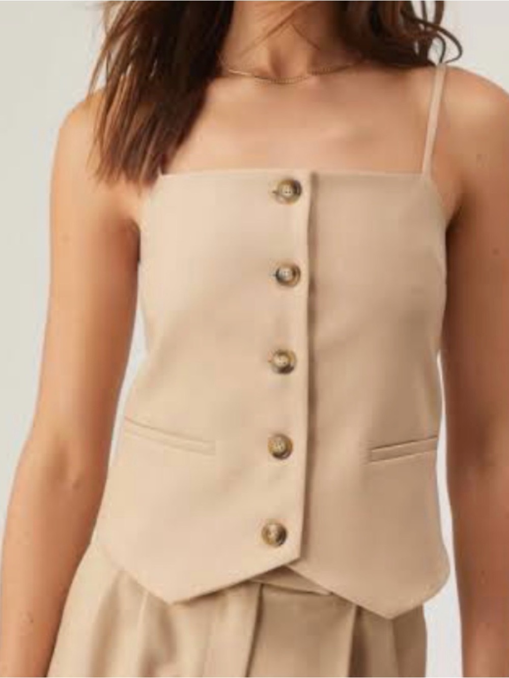 Nasty Gal Premium Twill Tailored Strappy Top & Twill Super Wide Leg Pants